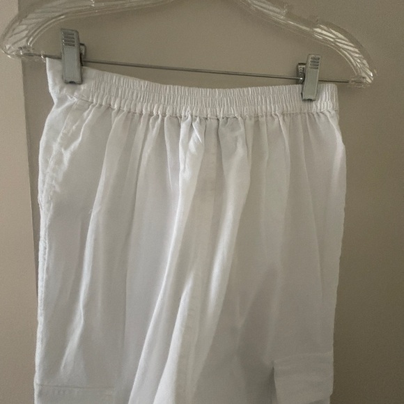 Ladies white linen blend wide leg pants - Picture 7 of 16